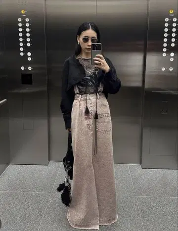 AMERI MEDI INVERT SUSPENDER DENIM SKIRT