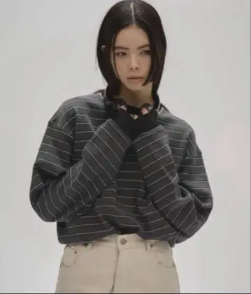 todayful Border Long T-shirts 차콜 그레이