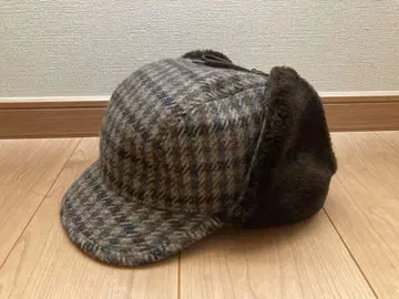 미스트랄 울 체크 프랑스제 귀도리 부착 방한 모자 캡