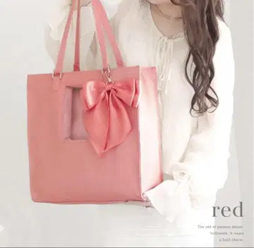 리리디 riridear 리본 포함 토트백 (빨간색)