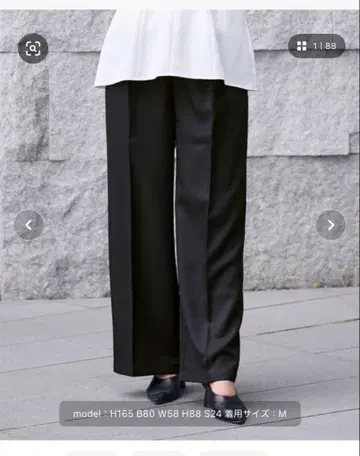 ur,s 센터 프레스 턱 와이드 팬츠 M 블랙