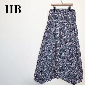 HB 꽃무늬 사루엘 팬츠 알라딘 팬츠 에스닉 동양풍 네이비 x 핑크