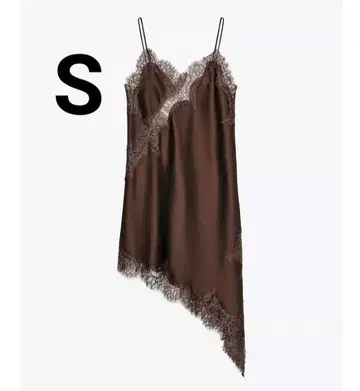 ZW COLLECTION 비대칭 레이스 원피스 브라운 S 완판템