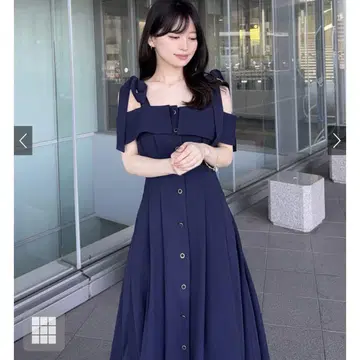 네이비 오프숄더 원피스