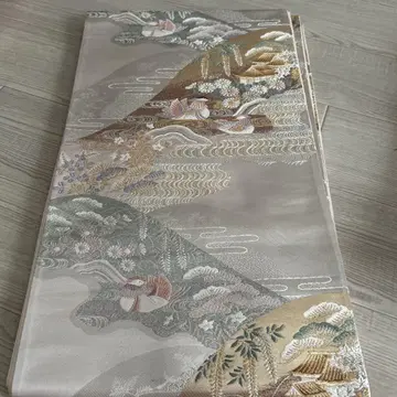 산과 꽃 자수 후쿠로 오비