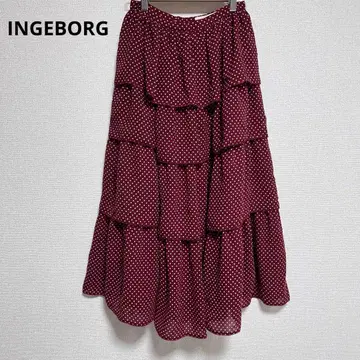 잉게보그 단단 티어드 도트 롱 스커트 플레어