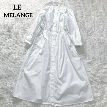 [ 미사용 새상품 ] 셔츠 원피스 롱 히요쿠 노카라 드로 코드 화이트