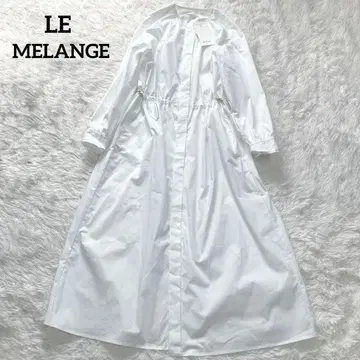 [ 미사용 새상품 ] 셔츠 원피스 롱 히요쿠 노카라 드로 코드 화이트