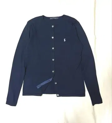 랄프 로렌 크루넥 가디건 네이비 스카이블루 포니 코튼 니트 M
