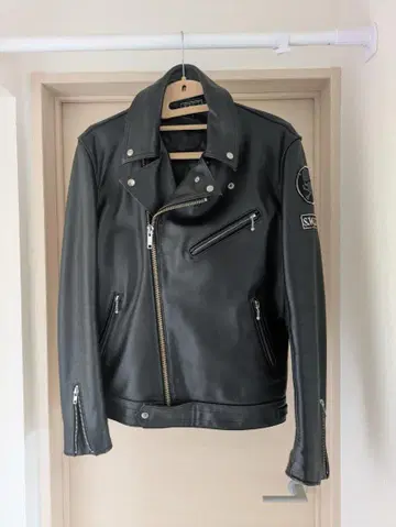 Skull Works 블랙 더블 라이더 자켓