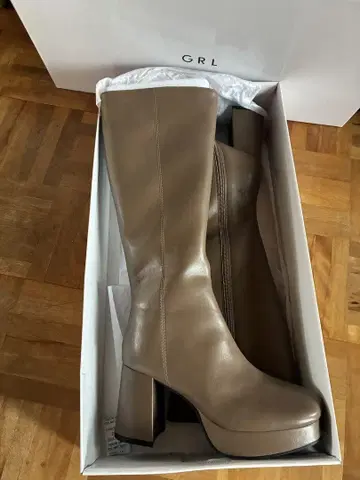 GRL 브라운 모카 롱 부츠 하이힐 박스 포함 23.5cm 미사용 새상품