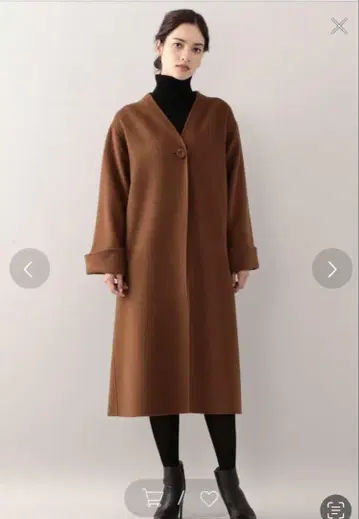 EPOCA THE SHOP 울 리버 코트 브라운 롱 코트