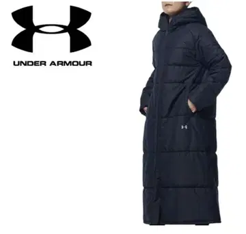 UNDER ARMOUR 후드 부착 롱 코트 블랙