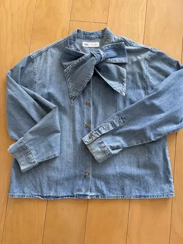 ZARA 데님 보타이 데님 셔츠