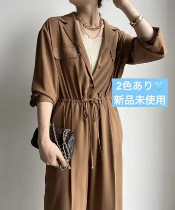 DOUDOU 오픈 카라 점프 수트