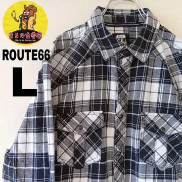 USA 구제 의류 ROUTE66 플란넬 셔츠 L 블랙 화이트 체크