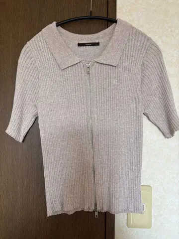 Kastane 더블 ZIP 라메 리브 반팔 가디건