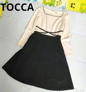 TOCCA 토카 루미나스 긴팔 원피스 스퀘어 넥 바이컬러 S