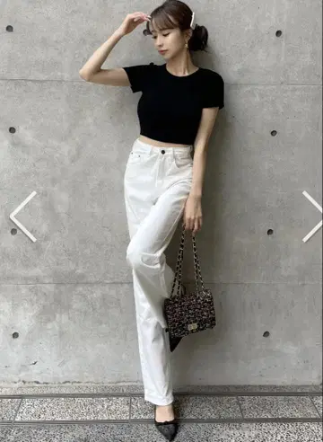 릴리아나 하이웨이스트 화이트 데님 팬츠 완판