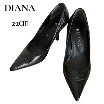 [ 새상품급 ] DIANA 펌프스 악어 엠보싱 스틸레토 블랙 22cm