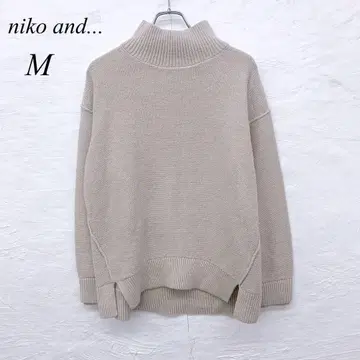 e5373 니코앤드 하이넥 스웨터 베이지 M 아크릴 x 울 혼방