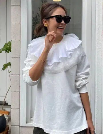 로지몬스터 튤 블라우스 화이트