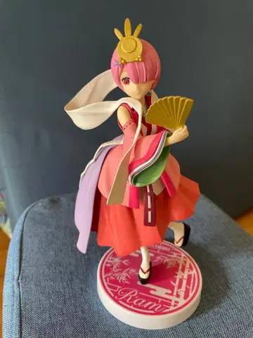 리제로 라무 피규어 기모노풍 부채 포함