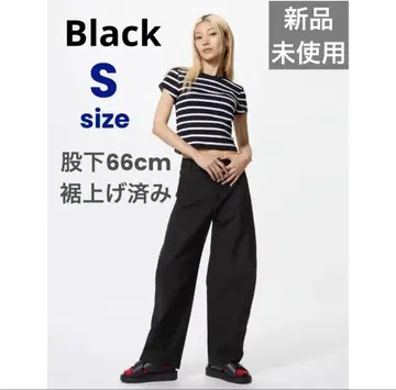 신색상 UNIQLO 저지 배럴 레그 팬츠 S 블랙