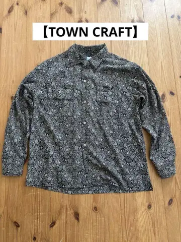 [ TOWN CRAFT ] 타운크래프트 페이즐리 오픈 카라 긴팔 셔츠