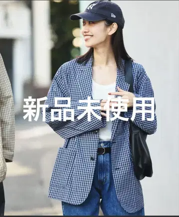 한정판 릴랙스핏 체크 무늬 테일러드 자켓 L 사이즈