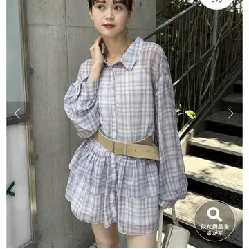 mystic 시어 체크 티어드 셔츠