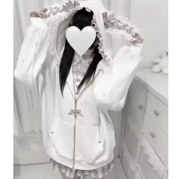 토끼 귀 후드티 화이트