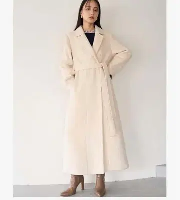 SNIDEL 벨티드 레이디 코트 롱 코트 벨트