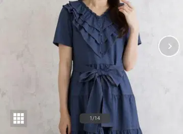 다크 블루 프릴 티어드 원피스 38