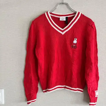 miffy V넥 스웨터 XS/PP 레드