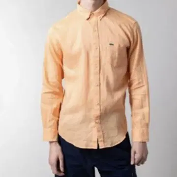 LACOSTE 라코스테 린넨 버튼 다운 셔츠 오렌지 상의