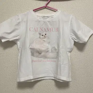 CALNAMUR 고양이 프린트 T셔츠 화이트