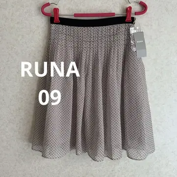 택 포함 RUNA 플레어 스커트 도트 무늬 무릎 기장 9