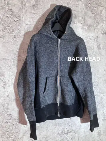 백 헤드 그레이 속기모 풀 집업 후드티 미국제