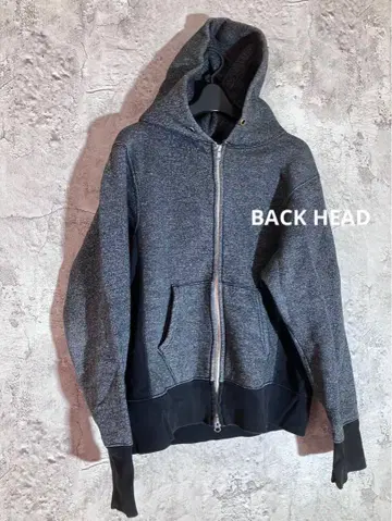 백 헤드 그레이 속기모 풀 집업 후드티 미국제