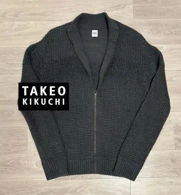 TAKEO KIKUCHI 다크 그레이 드라이버즈 니트 집업 니트