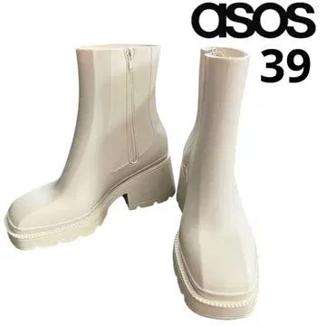 ASOS 아소스 39 화이트 통굽 러버 레인부츠