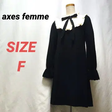 axes femme (엑시즈팜) 니트 원피스 블랙 프릴 리본