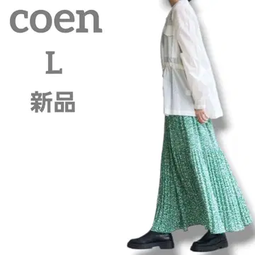 새상품 coen 여성용 미니 꽃무늬 프린트 마조리카 플리츠 스커트 L