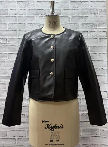 블랙 가죽 노카라 자켓