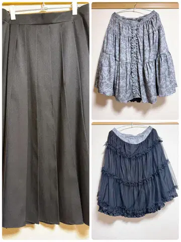 2점 묶음 판매 4L 플리츠 스커트 아오키 미사코 니나 스커트 (파니에