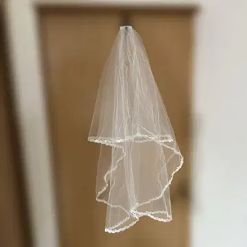 2층 웨딩 베일 레이스 테두리