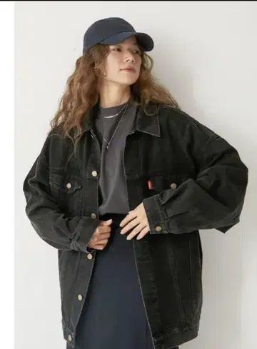 블랙 데님 오버사이즈 자켓 Ungrid