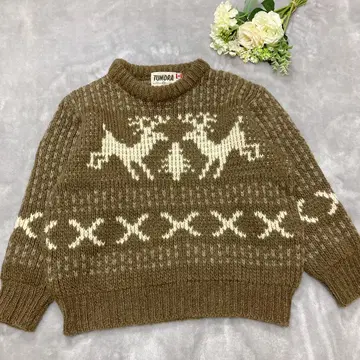 레어 빈티지 캐나다제 TUNDRA 노르딕 무늬 사슴 니트 모 100