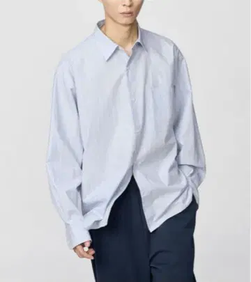 UNIQLO C 브로드 오버사이즈 셔츠 스트라이프 블루